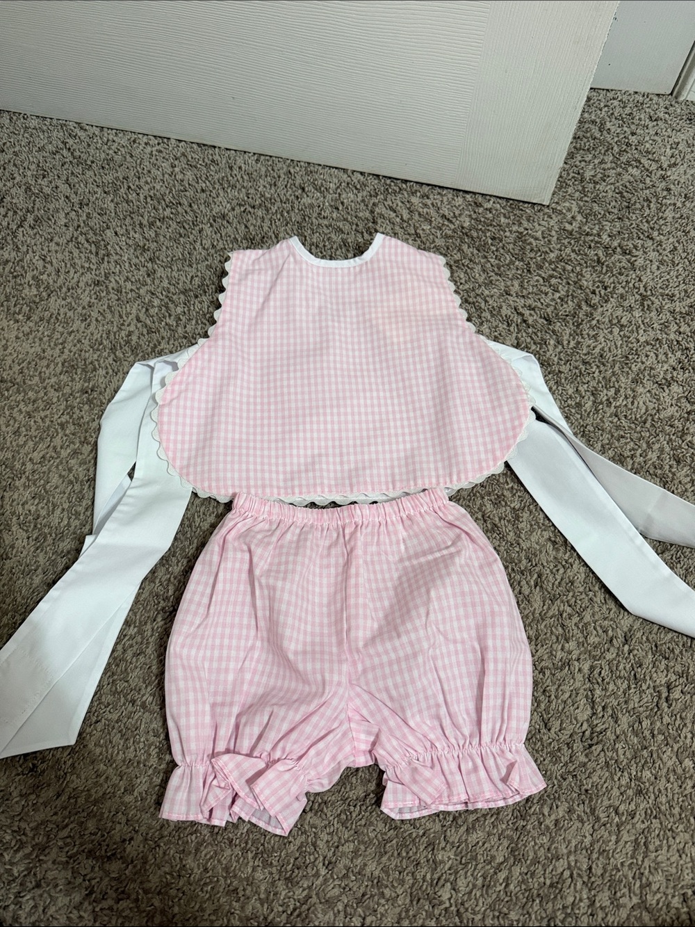 NWT The Beaufort Bonnet Company Pink and White Gingham Short and Tank Top Set